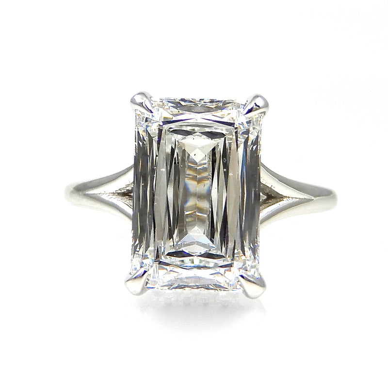 Emerald Cut Solitaire with Hidden Halo with split shank