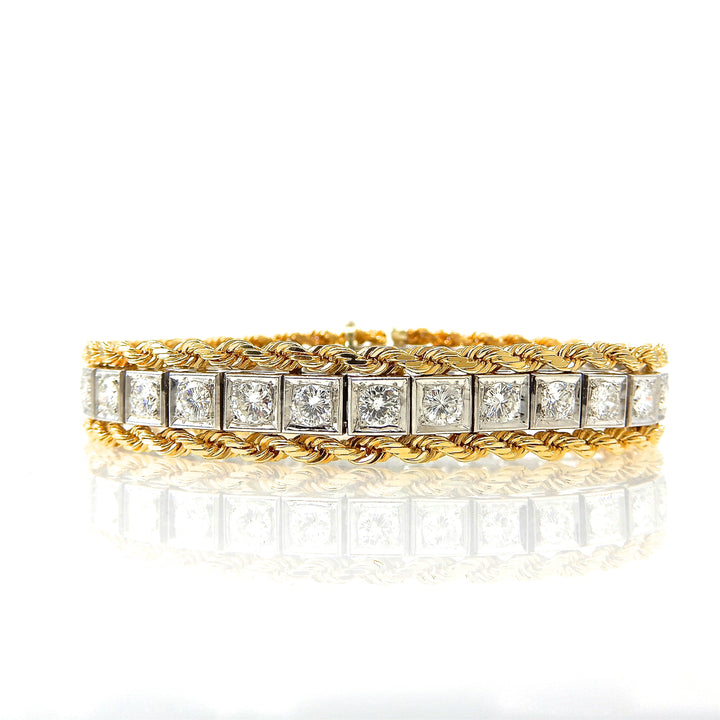 Estate Diamond and Rope Chain Cuff Bracelet