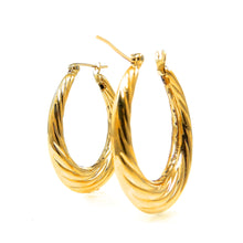 Load image into Gallery viewer, Estate Oval Tapered &quot;U&quot; Hoop Yellow Gold Earrings