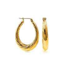 Load image into Gallery viewer, Estate Oval Tapered &quot;U&quot; Hoop Yellow Gold Earrings