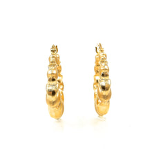Load image into Gallery viewer, Estate Puffed Heart Matte Yellow Gold Hoop Earrings
