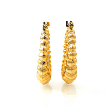 Load image into Gallery viewer, Pair of gold hoop earrings on a white background