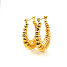 Load image into Gallery viewer, Gold hoop earrings on a white background
