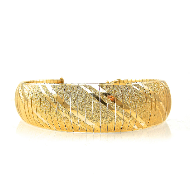 Estate Ribbon Cuff Yellow Gold Bracelet