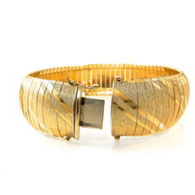 Load image into Gallery viewer, Estate Ribbon Cuff Yellow Gold Bracelet