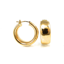 Load image into Gallery viewer, Gold hoop earrings on a white background