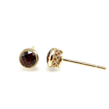 Load image into Gallery viewer, Garnet milgrain bezel studs