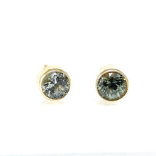 Load image into Gallery viewer, Bezel Set Montana Sapphire Stud Earrings