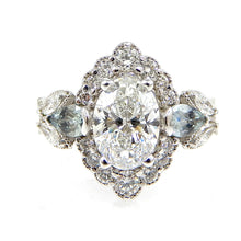 Load image into Gallery viewer, Oval Cut Diamond with Scalloped Halo and Accented Twisted Band