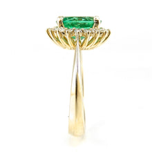 Load image into Gallery viewer, Oval Cut Emerald with Diamond Halo Engagement Ring