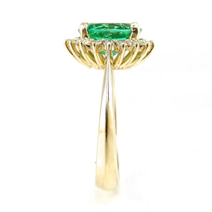 Oval Cut Emerald with Diamond Halo Engagement Ring