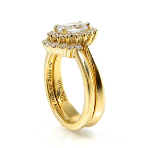 Oval Cut with Diamond Halo Wedding Set