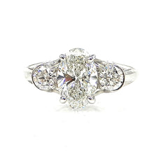 Load image into Gallery viewer, Oval Diamond with Round Side Stones Engagement Ring