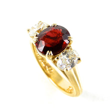 Load image into Gallery viewer, Oval Ruby  with Diamonds Three Stone Ring