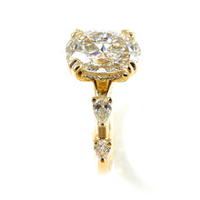 Load image into Gallery viewer, Oval Solitaire Engagement Ring with Pear Shaped Accents