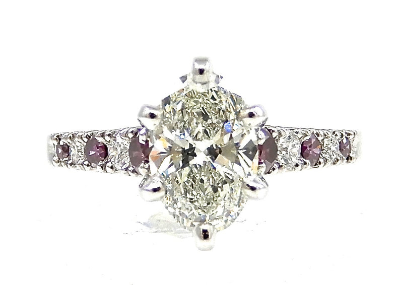 Oval Solitaire with Ruby and Diamond Band