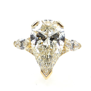 Pear Cut Diamond with Marquis Accent Stones Engagement Ring