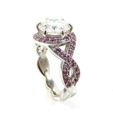 Load image into Gallery viewer, Round Cut Diamond with Pink Sapphire Infinity Halo