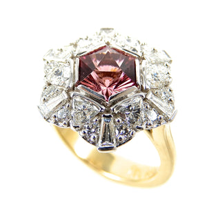 Pink Tourmaline with Diamond Halo
