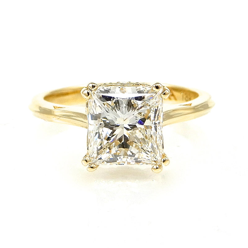 Princess Cut Diamond Solitaire with double prong setting Engagement Ring