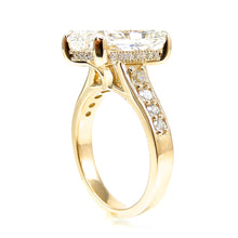 Load image into Gallery viewer, Radiant Cut Solitaire with Hidden Halo and Graduated Diamond Band Detail
