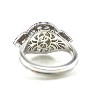 Round Bezel Set Diamond with Pear Accents Engagement Ring