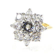 Load image into Gallery viewer, Round Cut Center Stone with Starburst Halo Engagement Ring