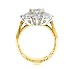 Load image into Gallery viewer, Round Cut Center Stone with Starburst Halo Engagement Ring