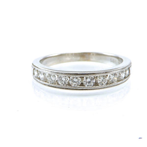 Round Cut Diamond Channel Milgrain Band