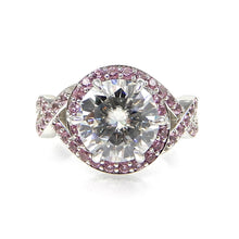 Load image into Gallery viewer, Round Cut Diamond with Pink Sapphire Infinity Halo