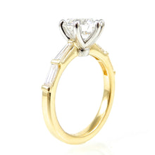 Load image into Gallery viewer, Round Diamond Solitaire with Baguette Accents