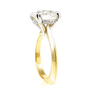 Round Diamond Solitaire with Hidden Halo Engagement Ring