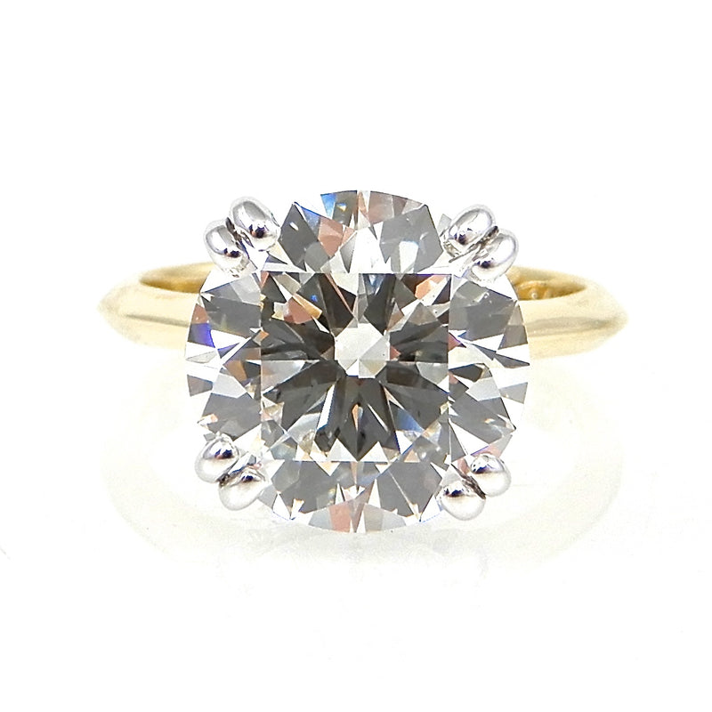 Round Diamond Solitaire with  double prong and Hidden Halo Engagement Ring