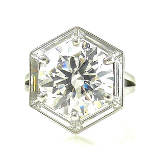 Round Diamond with Baguette Halo Engagement Ring