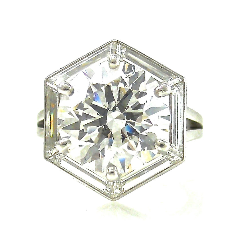 Round Diamond with Baguette Halo Engagement Ring