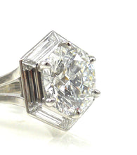Load image into Gallery viewer, Round Diamond with Baguette Halo Engagement Ring 