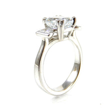 Load image into Gallery viewer, Round Diamond with Half Moon Accents Engagement Ring Side View