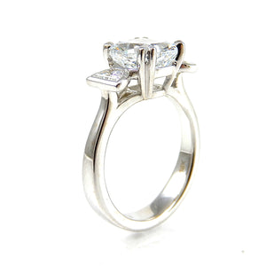 Round Diamond with Half Moon Accents Engagement Ring Side View