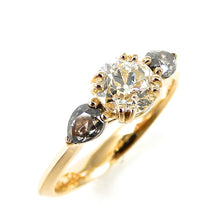 Load image into Gallery viewer, Round Diamond with Salt and Pepper Diamond Accents