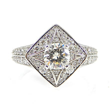 Load image into Gallery viewer, Round Diamond with Square Halo Engagement Ring