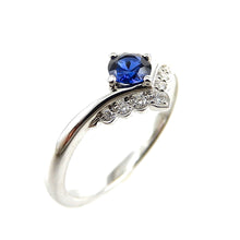 Load image into Gallery viewer, Sapphire and Diamond V-Shaped Ring