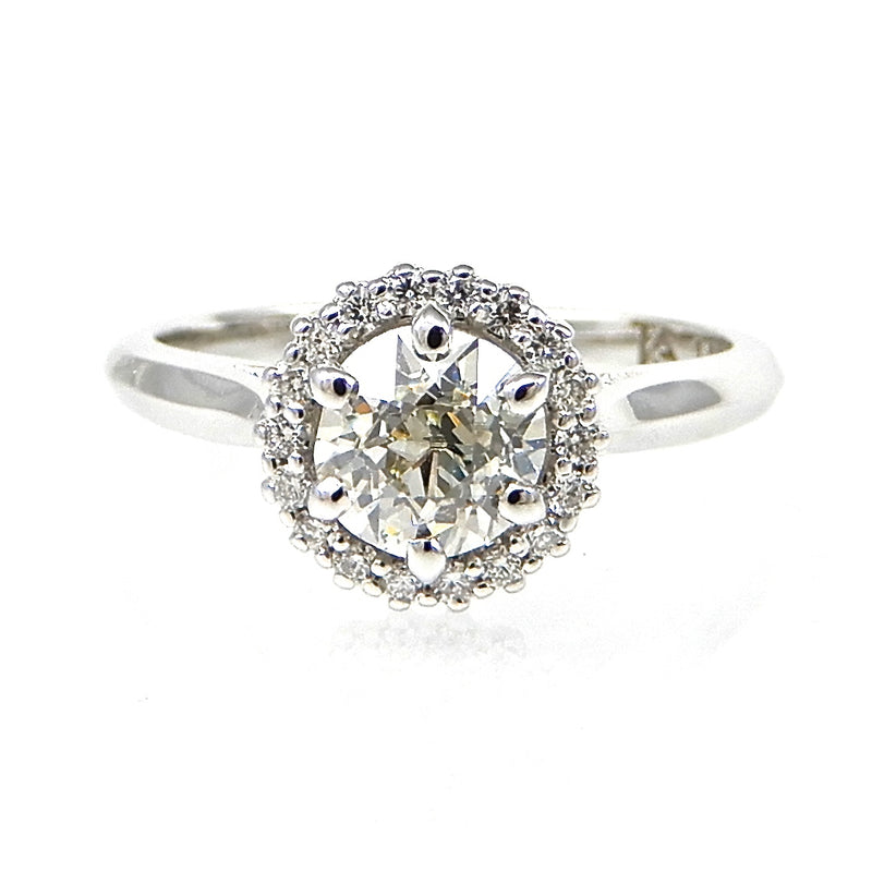 Round Six Prong Diamond with Halo Engagement Ring