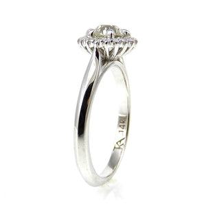 Round Six Prong Diamond with Halo Engagement Ring Detail