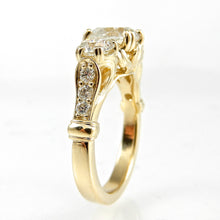 Load image into Gallery viewer, Round Three Stone Tulip Set Engagement Ring