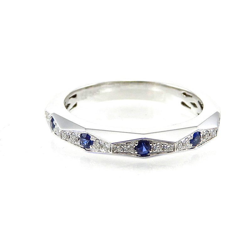 Sapphire and Diamond Angular Band