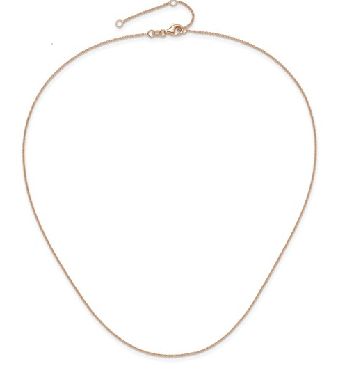 Adjustable 14K Rose Gold 1.1mm Round Cable Chain