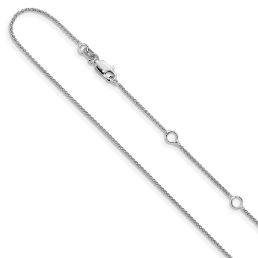 Adjustable 14K White Gold Wheat Chain 1mm
