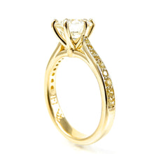 Load image into Gallery viewer, Six Prong Round Diamond Engagement Ring with Yellow Diamonds