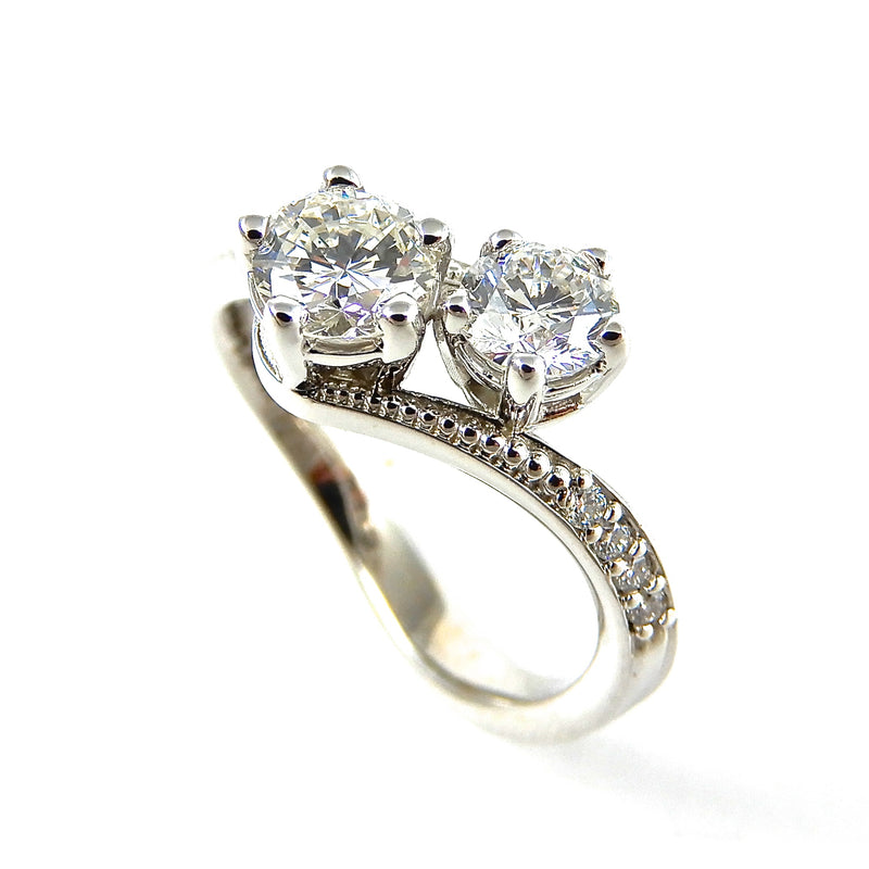Two Stone Diamond Bypass Engagement Ring