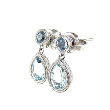 Load image into Gallery viewer, White Gold Aquamarine Drop Earrings